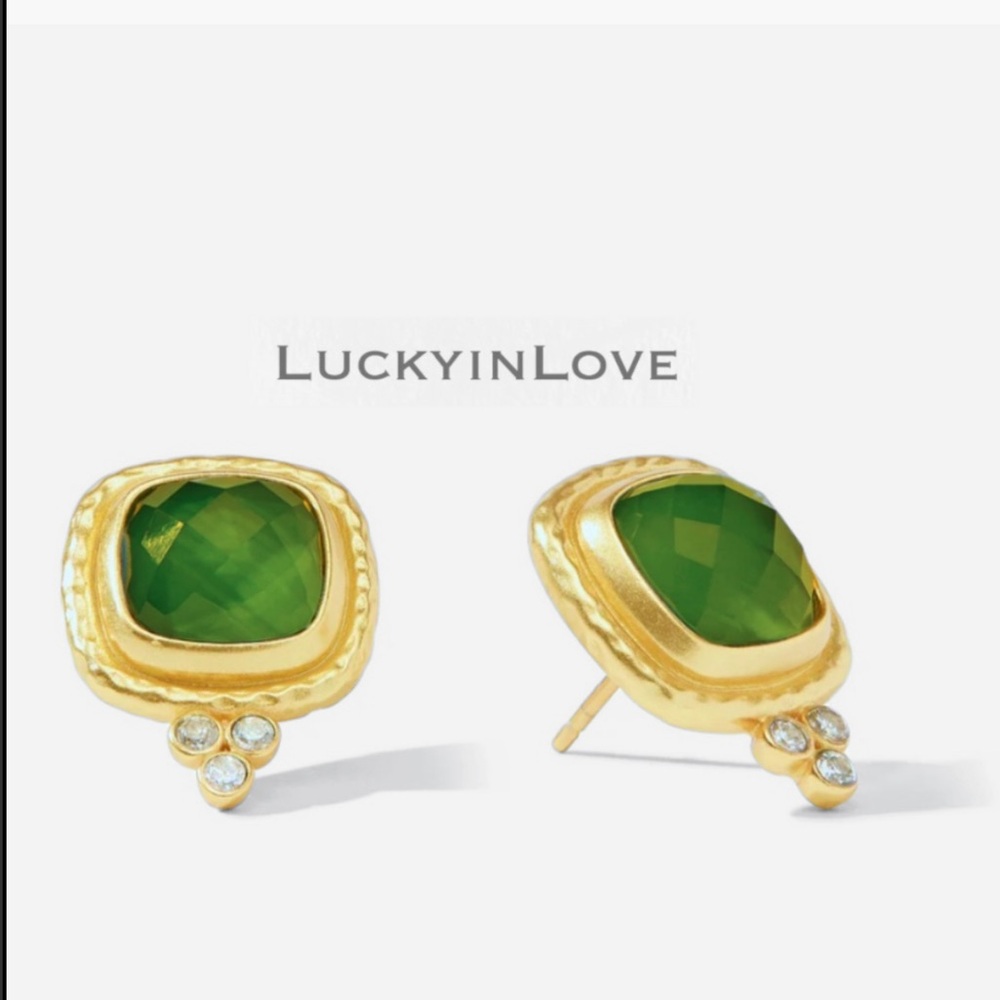 JULIE VOS® Tudor Stud Earrings Color Iridescent Jade Green